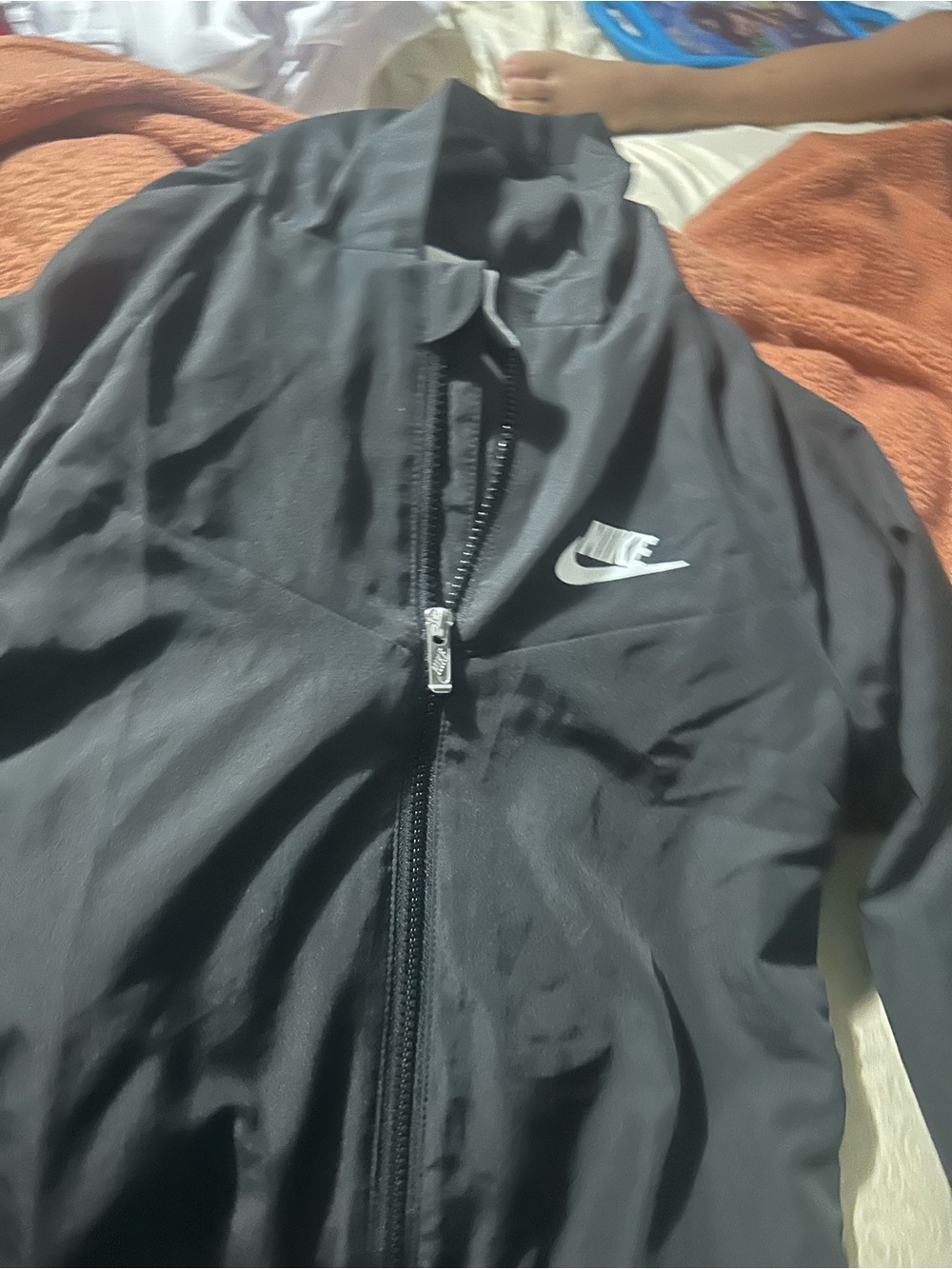 Nike Black Windbreaker Jacket with White Swoosh